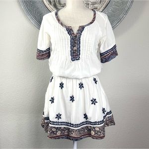Free People Ivory Embroidered Boho Dress Romper- size XS